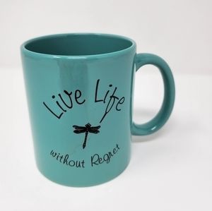 NWOT Live‎ Life Without Regret Teal Coffee Tea Mug